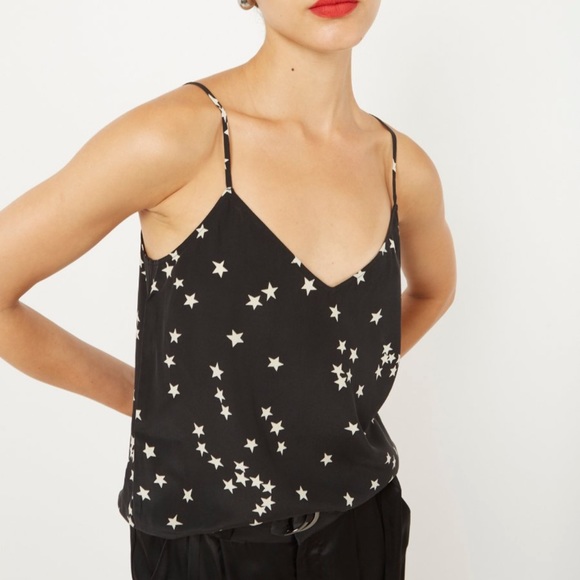 Equipment Layla Black Star Print Silk Cami Size Small - Picture 1 of 5